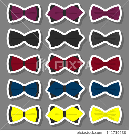 Illustration on theme big set ties different types, bowties various size Illustration on theme big set ties different types, bowties various size 141739688