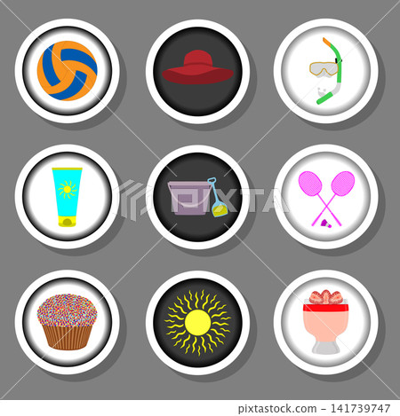 Vector icon illustration logo for set symbols on flat colored buttons Vector icon illustration logo for set symbols on flat colored buttons 141739747