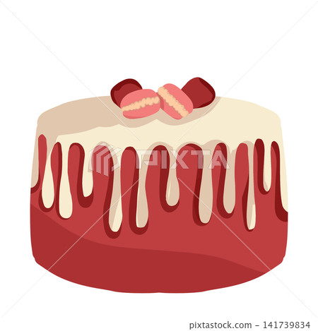 Cute Flat Illustration of Pink Frosted Cupcake with Swirl Isolated on White Cute Flat Illustration of Pink Frosted Cupcake with Swirl Isolated on White 141739834