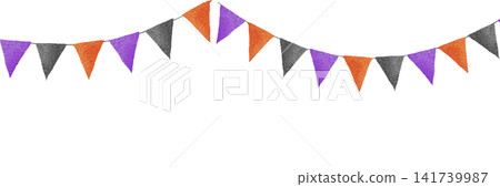 Halloween-colored garland illustration material: orange, black, and purple 141739987