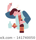 喝了清酒後感覺良好的女人。一位微醺的女人。 141740050