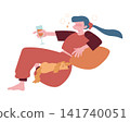 一位心情愉悅、略帶醉意的女士，正和她的愛犬在家中享受輕鬆時光。 141740051