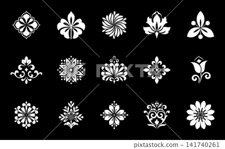 Flower icons set. Isolated elements for design. Vector graphics. Flower collection Flower icons set. Isolated elements for design. Vector graphics. Flower collection 141740261