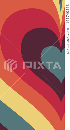 Retro heart shapes in warm, muted colors create a vintage aesthetic Retro heart shapes in warm, muted colors create a vintage aesthetic 141740358