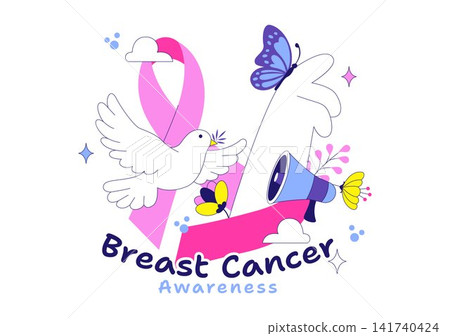 Breast Cancer Awareness Vector Illustration Featuring Pink Ribbon, Early Detection, Hope, Support, Women Health Advocacy, and Prevention Education Breast Cancer Awareness Vector Illustration Featuring Pink Ribbon, Early Detection, Hope, Support, Women Health Advocacy, and Prevention Education 141740424