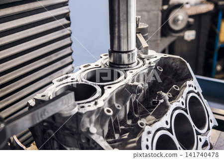 Automatic engine cylinder boring on machine with computer numerical control. Repair and elimination of engine score. Automatic engine cylinder boring on machine with computer numerical control. Repair and elimination of engine score. 141740478