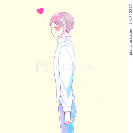 一個戀愛中的男人，臉上帶著笑容。 141740537