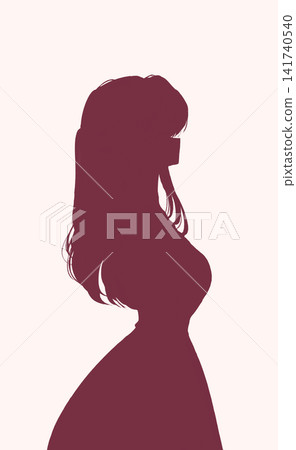 Female, side view, standing pose, silhouette. Female, side view, standing pose, silhouette. 141740540