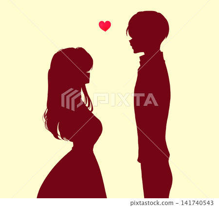 一男一女面對面站著;浪漫;膝蓋特寫;剪影 一男一女面對面站著;浪漫;膝蓋特寫;剪影 141740543