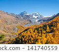 Mountain range above a autumn forest on a clear day. Mountain range above a autumn forest on a clear day. 141740559
