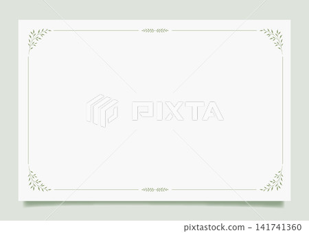 Elegant letter paper with a minimalist green border on a white background. Elegant letter paper with a minimalist green border on a white background. 141741360