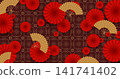 Stunning red design with Chinese pattern and fans 141741402