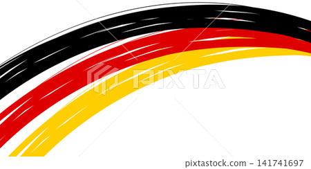 German flag color grunge brush stroke wave banner. Abstract black, red, yellow dynamic line background isolated on transparent background. Copy space. PNG. Vector German flag color grunge brush stroke wave banner. Abstract black, red, yellow dynamic line background isolated on transparent background. Copy space. PNG. Vector 141741697