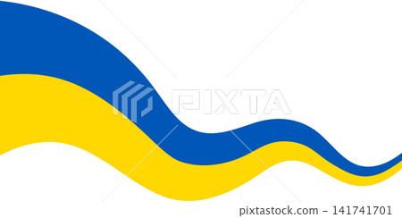 Minimalistic abstract universal banner with Ukrainian flag wave ribbon, isolated on transparent background. Copy space. PNG. Vector Minimalistic abstract universal banner with Ukrainian flag wave ribbon, isolated on transparent background. Copy space. PNG. Vector 141741701