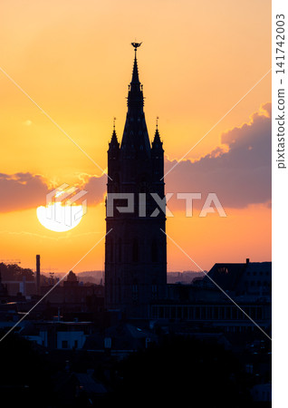 Church Tower of Ghent With the Sun Behind Church Tower of Ghent With the Sun Behind 141742003