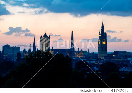 Panorama of the Ghent Skyline at Dawn 141742012