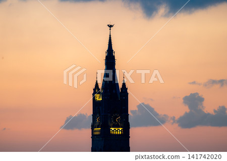 The Belfry of Ghent Against a Pink Sunrise The Belfry of Ghent Against a Pink Sunrise 141742020