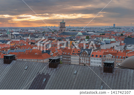 Church Towers over Copenhagen Rooftops in Summer Church Towers over Copenhagen Rooftops in Summer 141742107