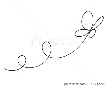 Butterfly flying in One continuous line drawing. Concept in simple linear style. Doodle vector illustration Butterfly flying in One continuous line drawing. Concept in simple linear style. Doodle vector illustration 141742286