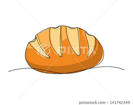 Continuous line drawing long loaf bread bakery icon vector illustration concept Continuous line drawing long loaf bread bakery icon vector illustration concept 141742349
