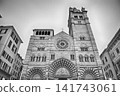 Genoa Cathedral facade and tower with surrounding buildings 141743061