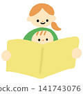 Illustration of parents and children enjoying reading together 141743076
