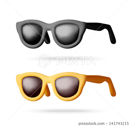 Set of modern sunglasses in 3D style. 141743215