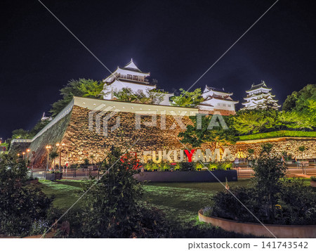 福山城的夜景 福山城的夜景 141743542