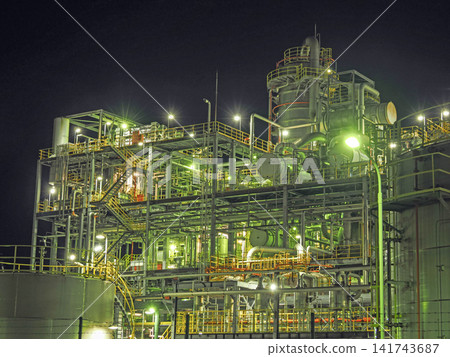 A landscape with a factory at night A landscape with a factory at night 141743687