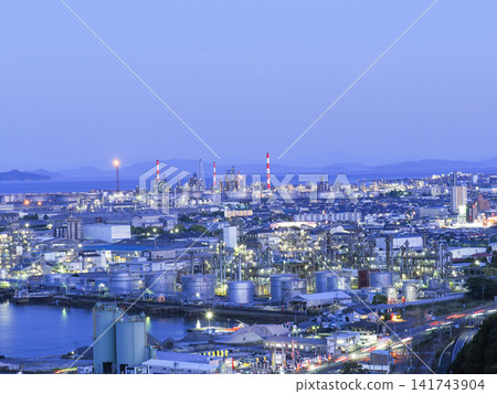 A landscape with a factory at night A landscape with a factory at night 141743904