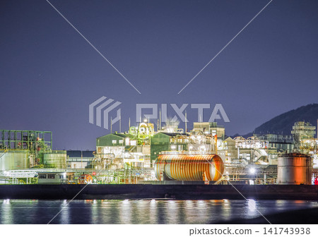 A landscape with a factory at night A landscape with a factory at night 141743938