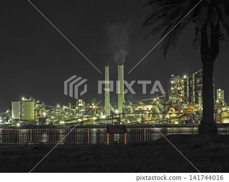 A landscape with a factory at night A landscape with a factory at night 141744016
