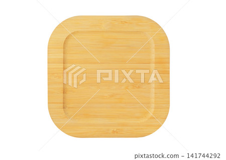No plastic. Eco friendly. Top view. Wooden tray isolated on white background. Serving plate. No plastic. Eco friendly. Top view. Wooden tray isolated on white background. Serving plate. 141744292