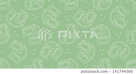 Green background with white silhouette of floating cash dollars Green background with white silhouette of floating cash dollars 141744360
