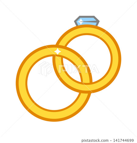 Gold wedding rings with diamond. Stylized illustration icon. Image for jewelry shop. Gold wedding rings with diamond. Stylized illustration icon. Image for jewelry shop. 141744699