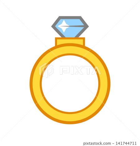 Gold engagement ring with diamond. Stylized illustration icon. Image for jewelry shop. Gold engagement ring with diamond. Stylized illustration icon. Image for jewelry shop. 141744711