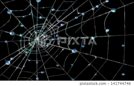 Game background: Spiderwebs and water droplets in the darkness Game background: Spiderwebs and water droplets in the darkness 141744746