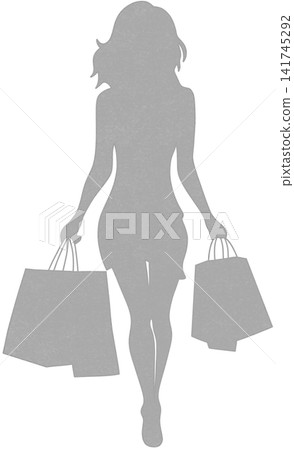 silhouette of a person holding shopping bags silhouette of a person holding shopping bags 141745292