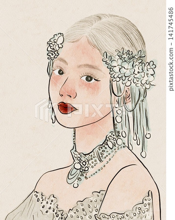 portrait of a beautiful young woman portrait of a beautiful young woman 141745486