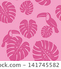 Tropical toucan bird and monstera seamless pattern 141745582