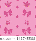 Elegant magenta seamless pattern with bows and berries 141745588
