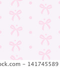 Minimalist pink ribbon bows seamless vector pattern 141745589