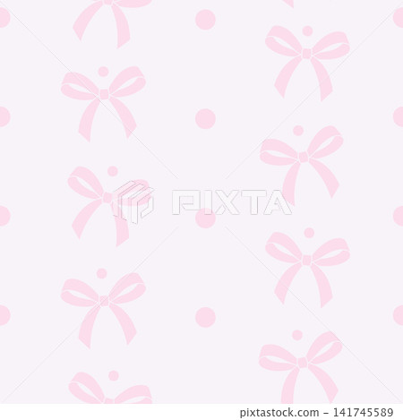 Minimalist pink ribbon bows seamless vector pattern Minimalist pink ribbon bows seamless vector pattern 141745589