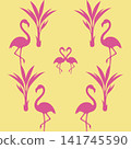 Vibrant tropical flamingo seamless vector pattern 141745590