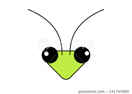Illustration of a green praying mantis face Illustration of a green praying mantis face 141745969