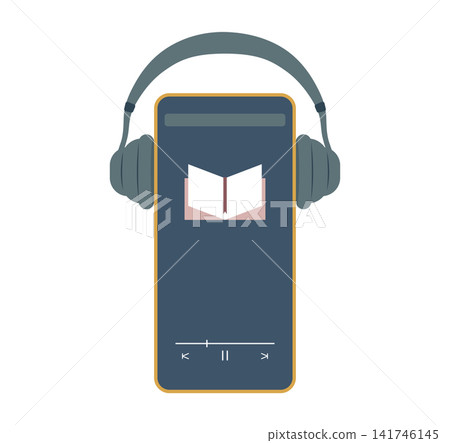 Mobile Audiobook App with Headphones Mobile Audiobook App with Headphones 141746145