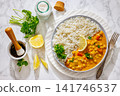 Chickpea curry with white rice on a plate 141746537