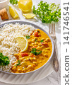 indian chole masala with white rice dish 141746541