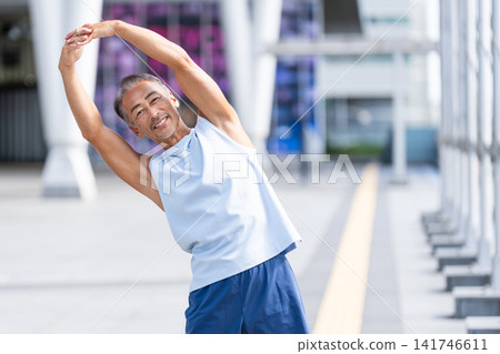 Senior men stretching Senior men stretching 141746611