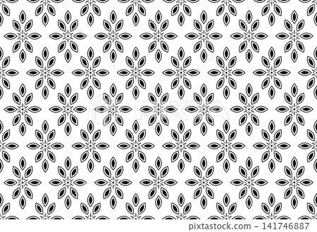 Flower geometric pattern. Seamless vector background. White and black ornament. Flower geometric pattern. Seamless vector background. White and black ornament. 141746887
